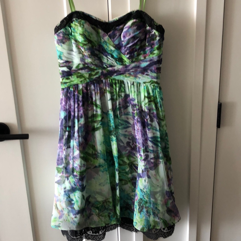 Aidan Mattox Floral strapless dress